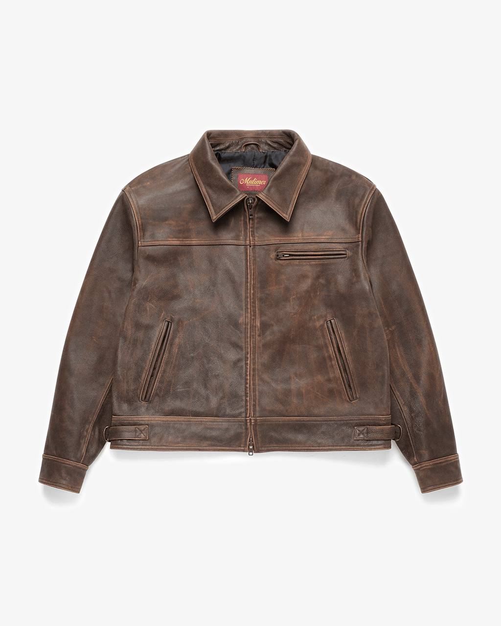 Aged Heavy Wash Leather Jacket – Mutimer