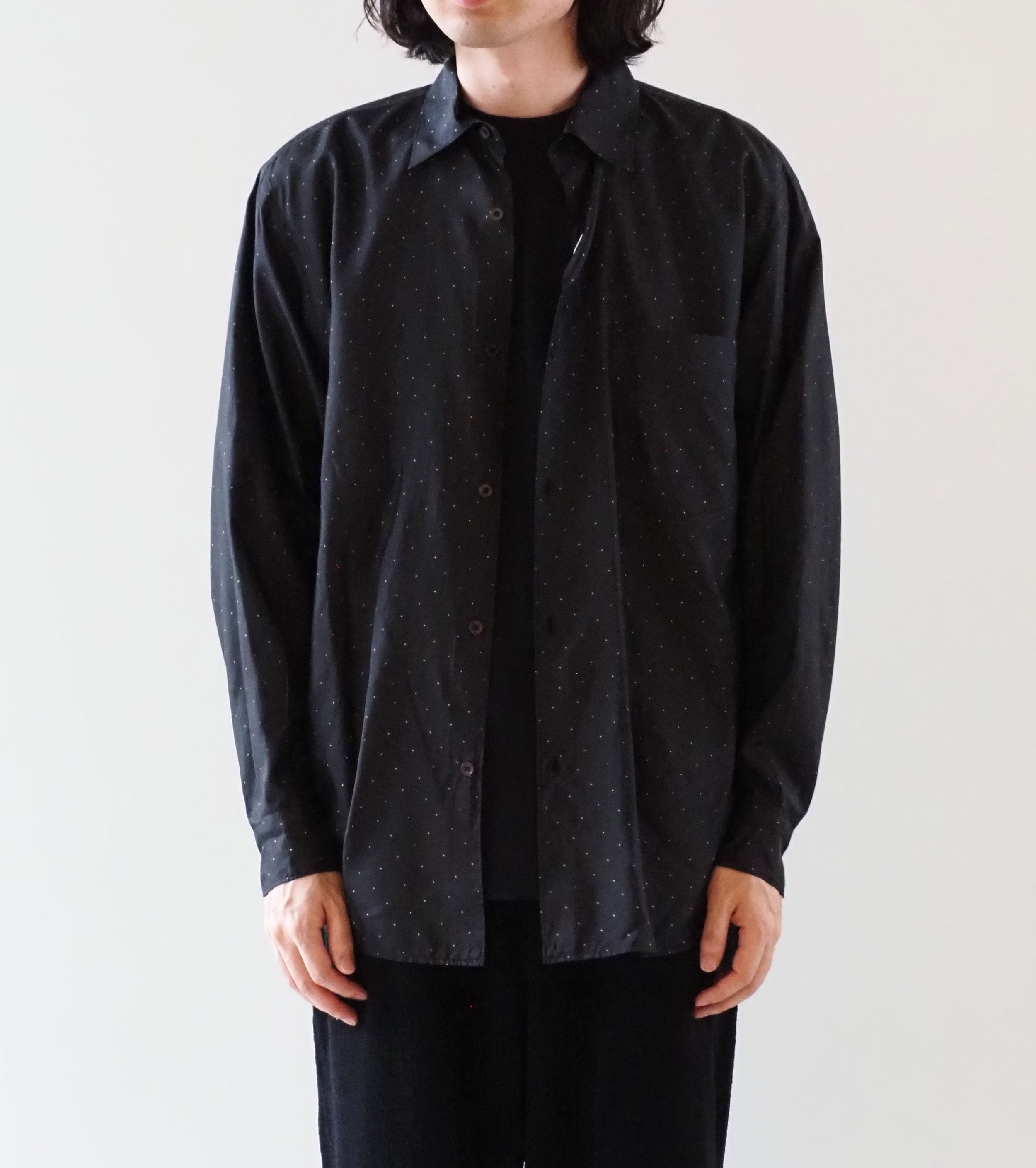 COMOLI シルク ドット コモリ シャツ, Dot – Navyblue