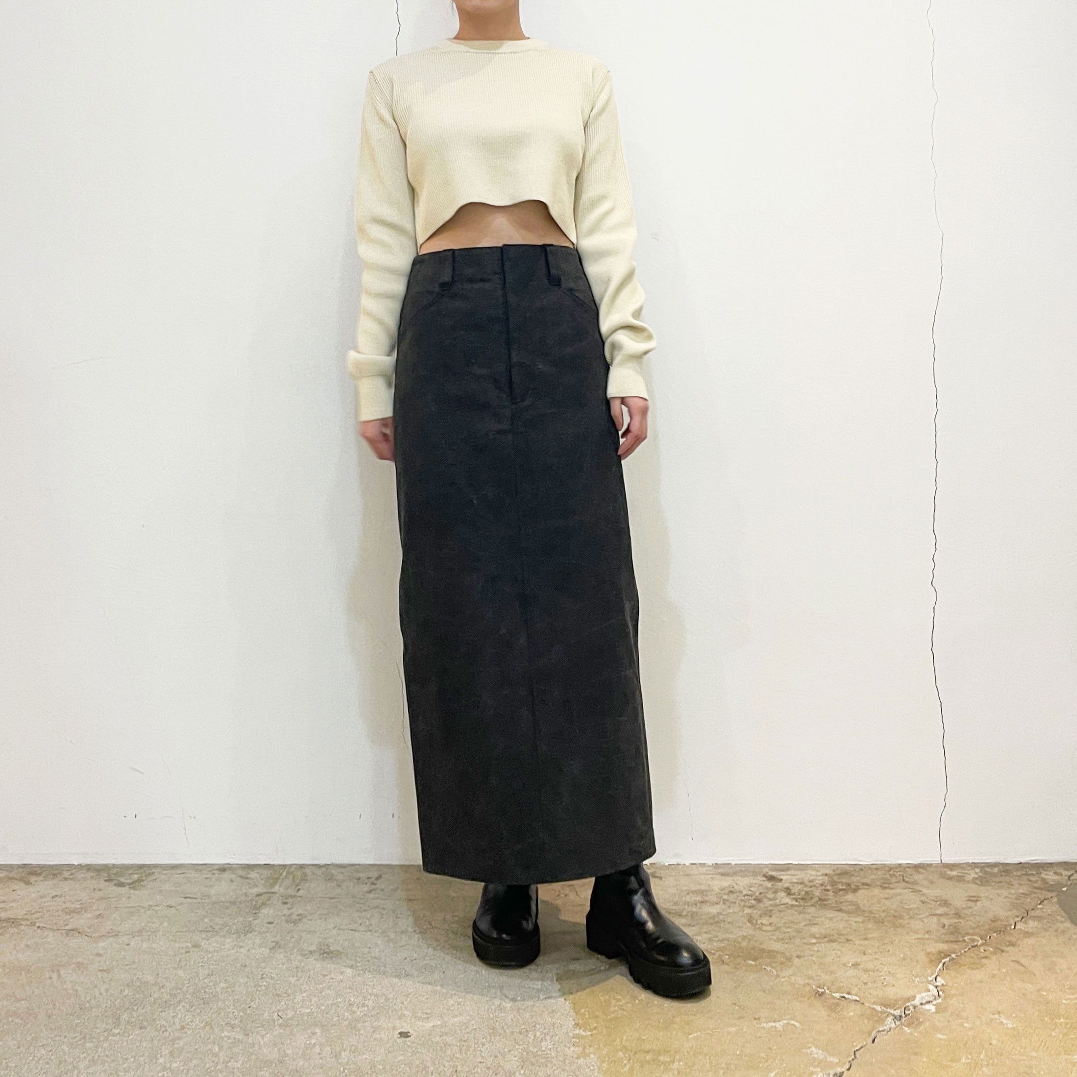 AURALEE】 WASHED HARD TWIST CANVAS SKIRT / SUPER HARD TWIST RIB