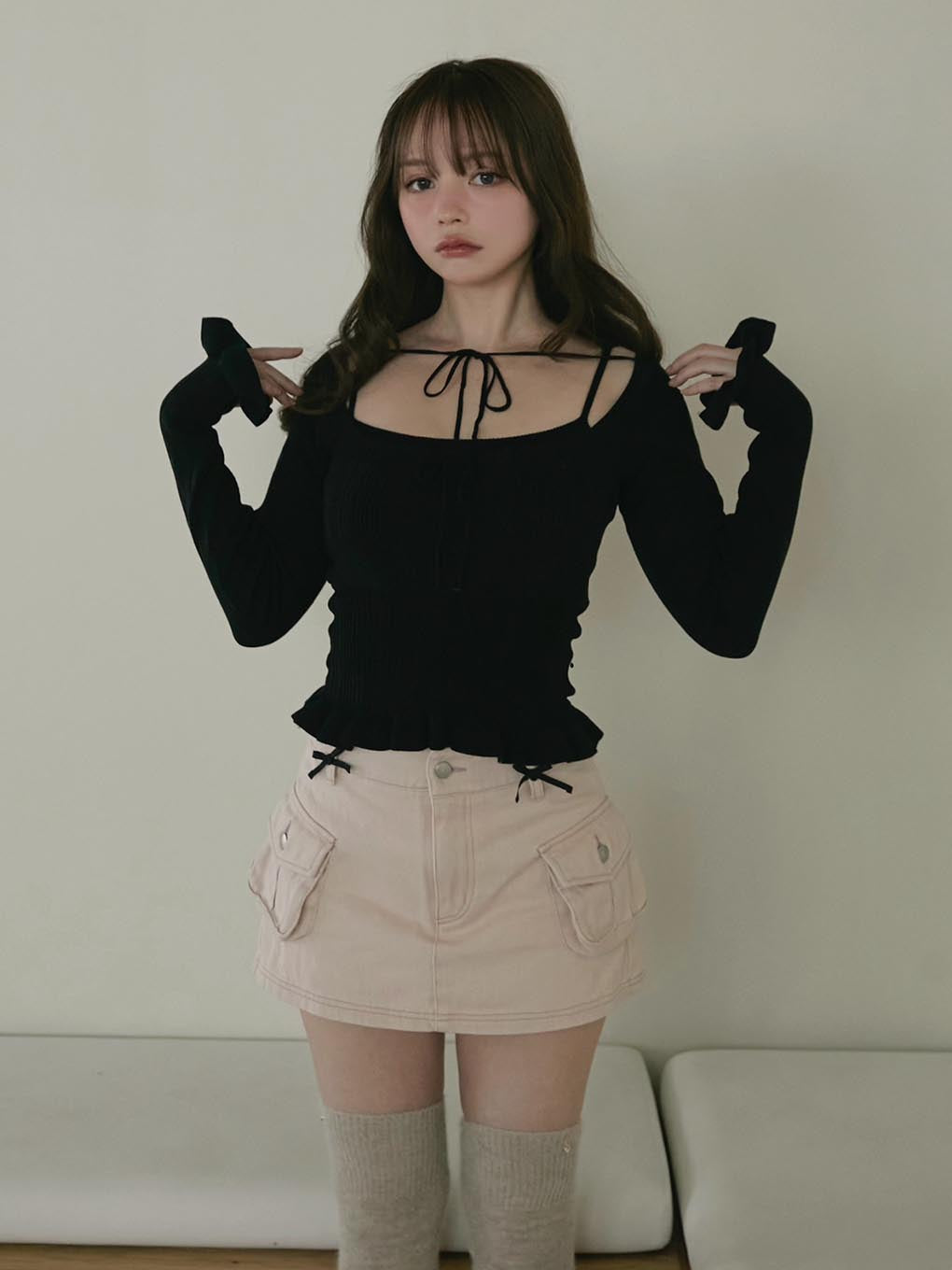 ANDMARY】Crochet frill knit tops