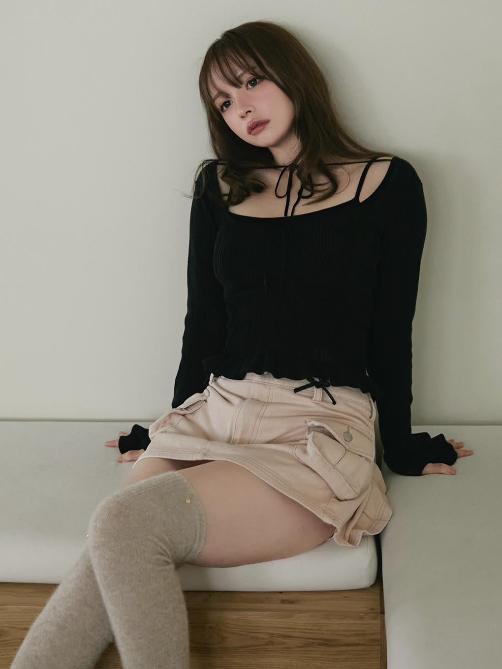 ANDMARY】Baby ribbon mini skirt