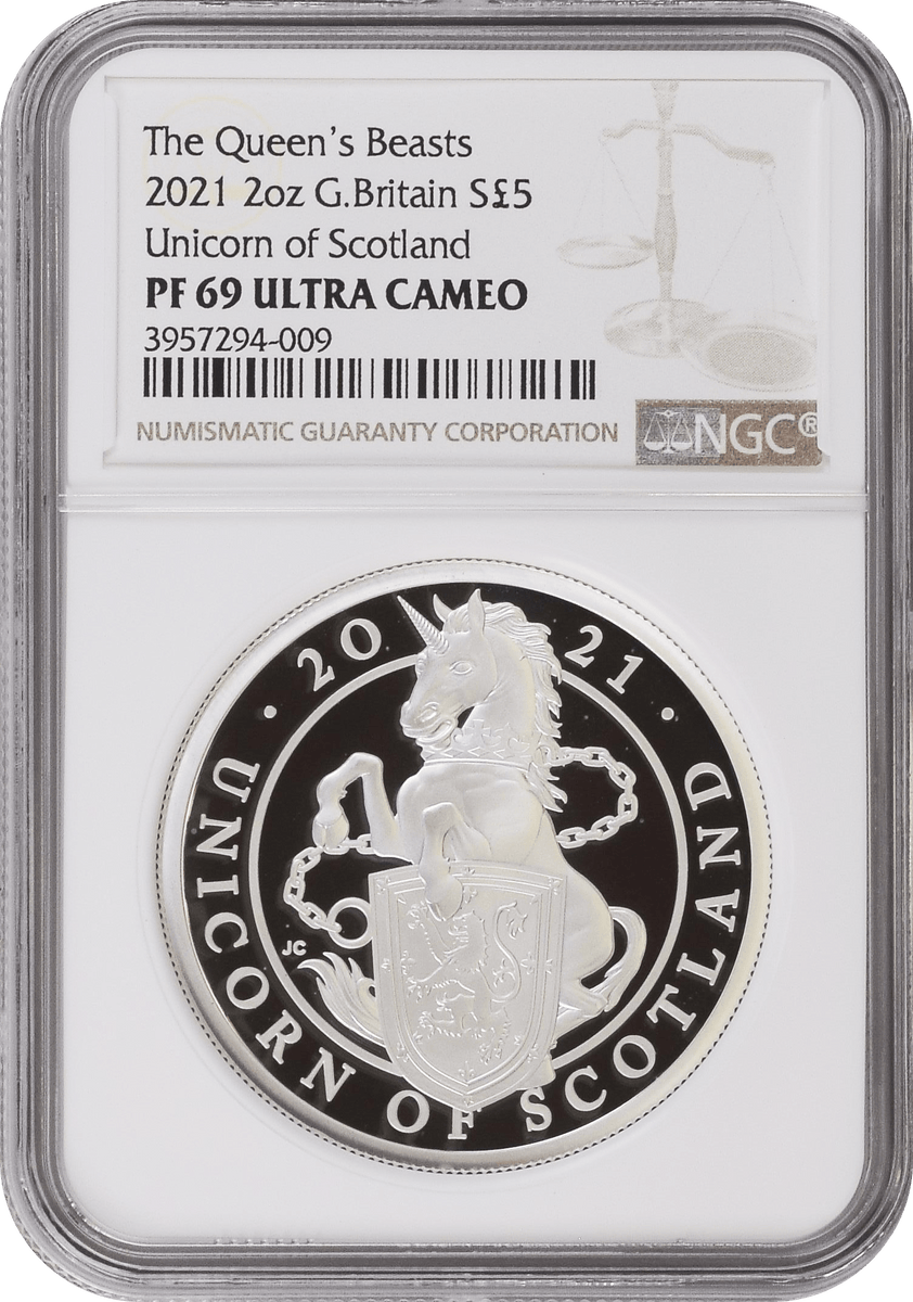 2021年 イギリス クイーンズビースト 2oz 銀貨 Unicorn of Scotland