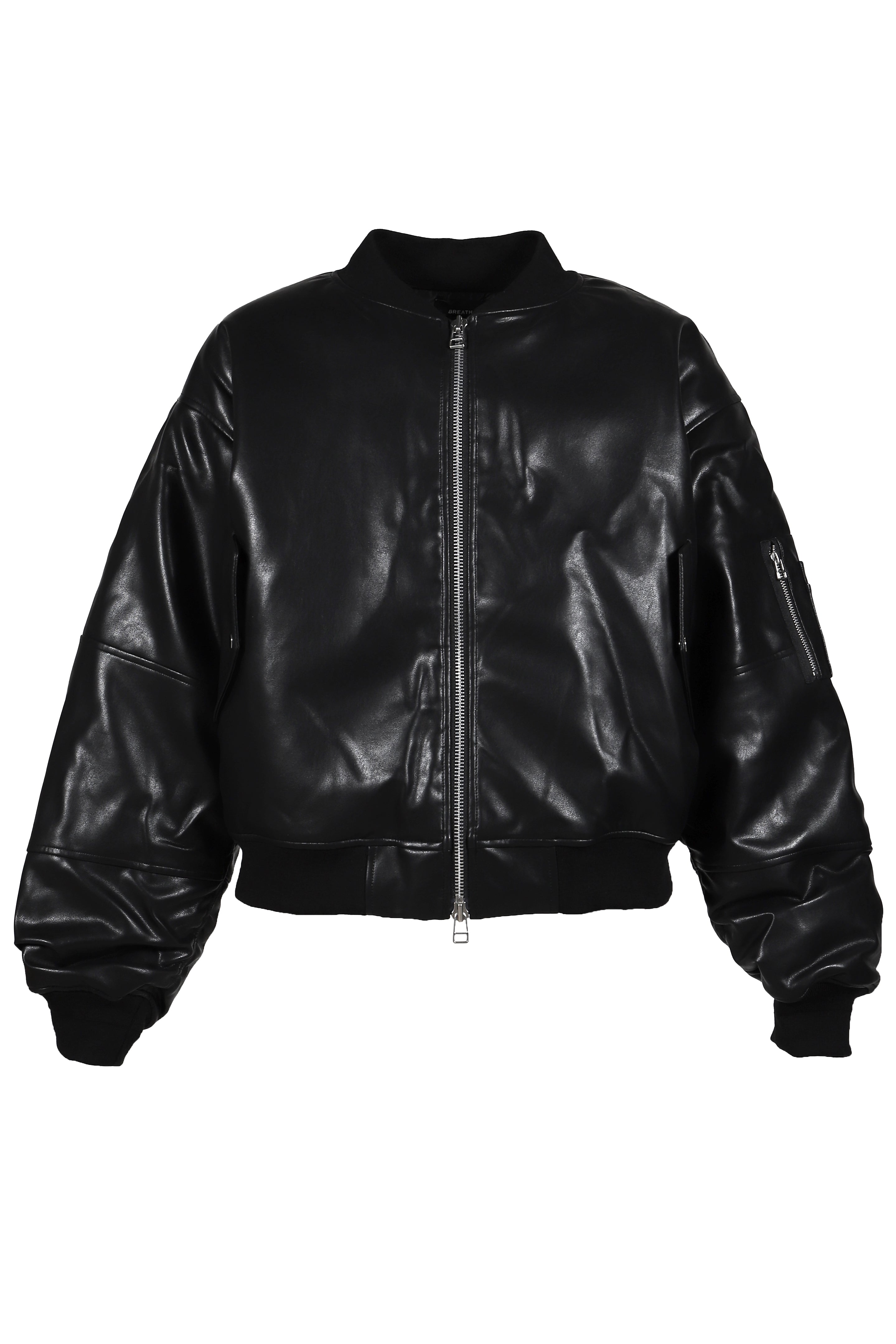 FAUX LEATHER BOMBER JACKET / BLACK｜BREATH ブレス - BAD HOP