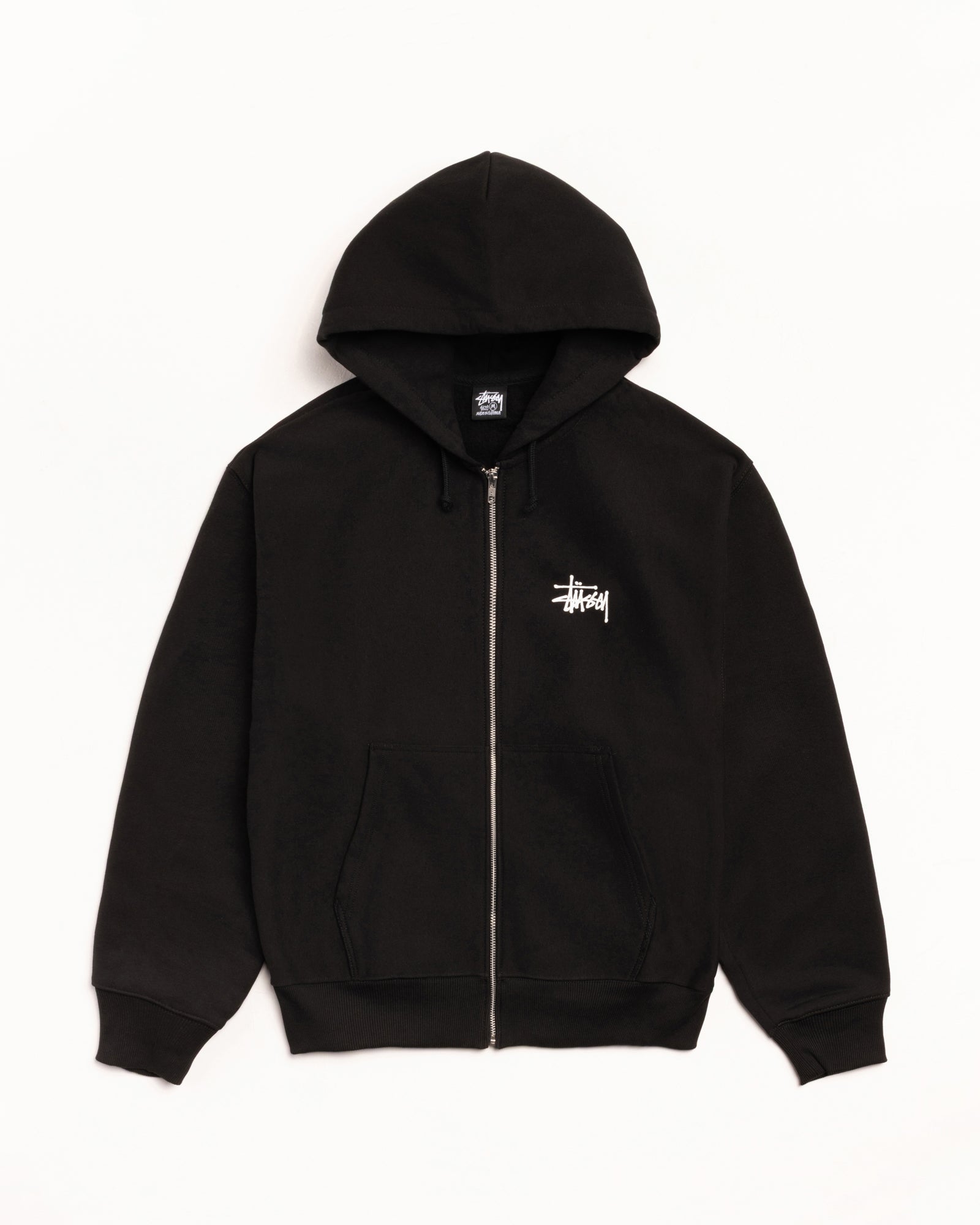 Basic Stüssy Zip Hoodie – Black | Sweats | Stüssy Canada