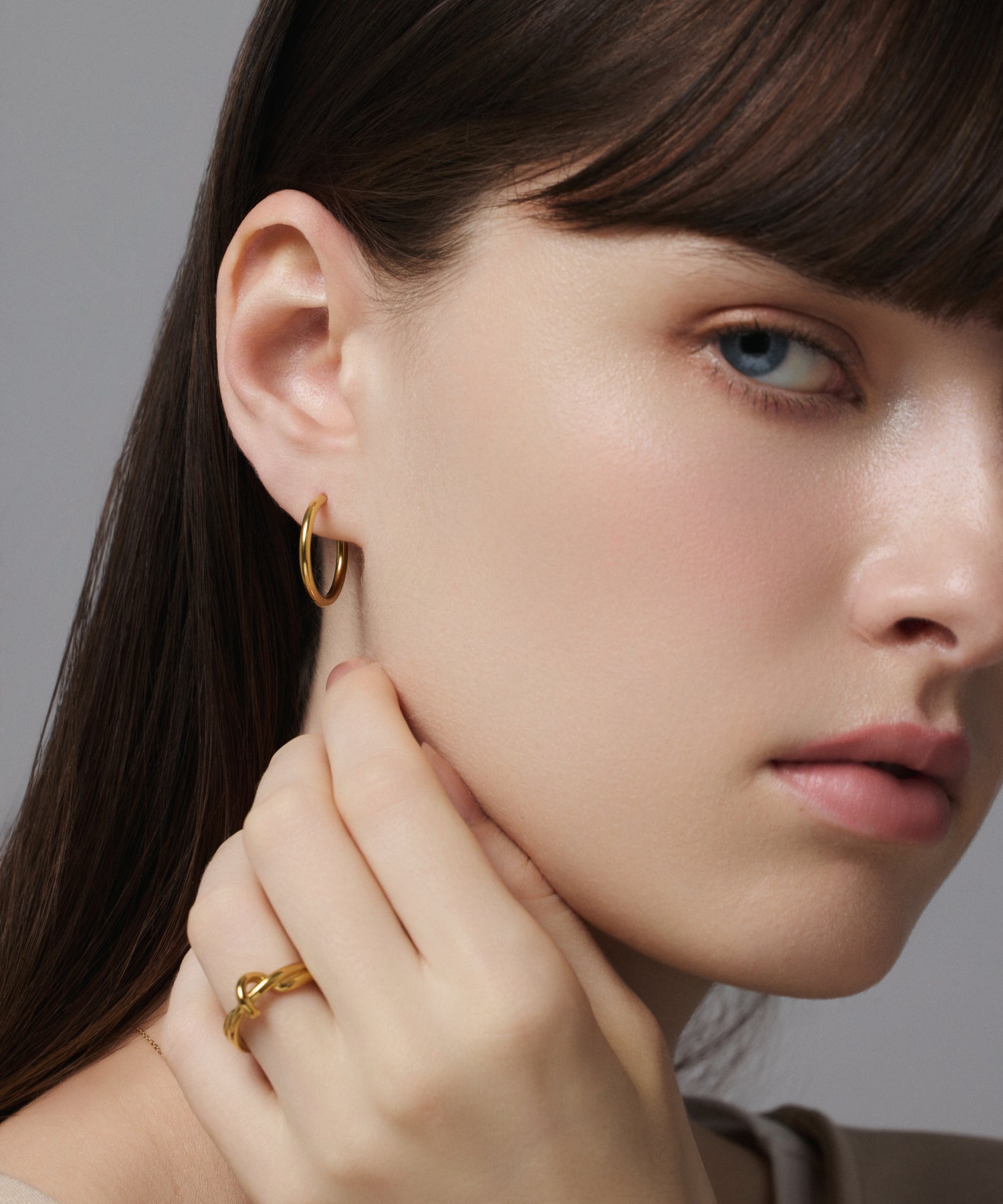 ゴールド]ワンタッチループピアス20mm