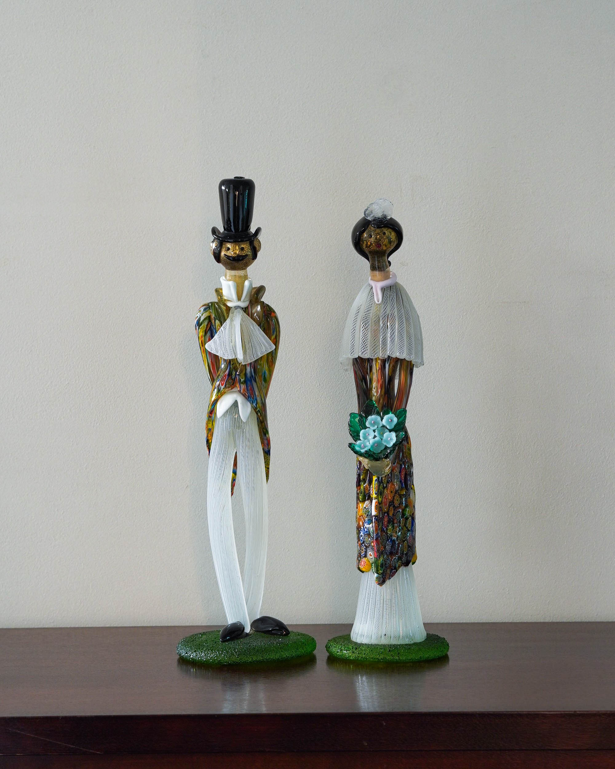 ムラーノガラス（ベネチアングラス）〈オブジェ／置物〉ペア人形「未来