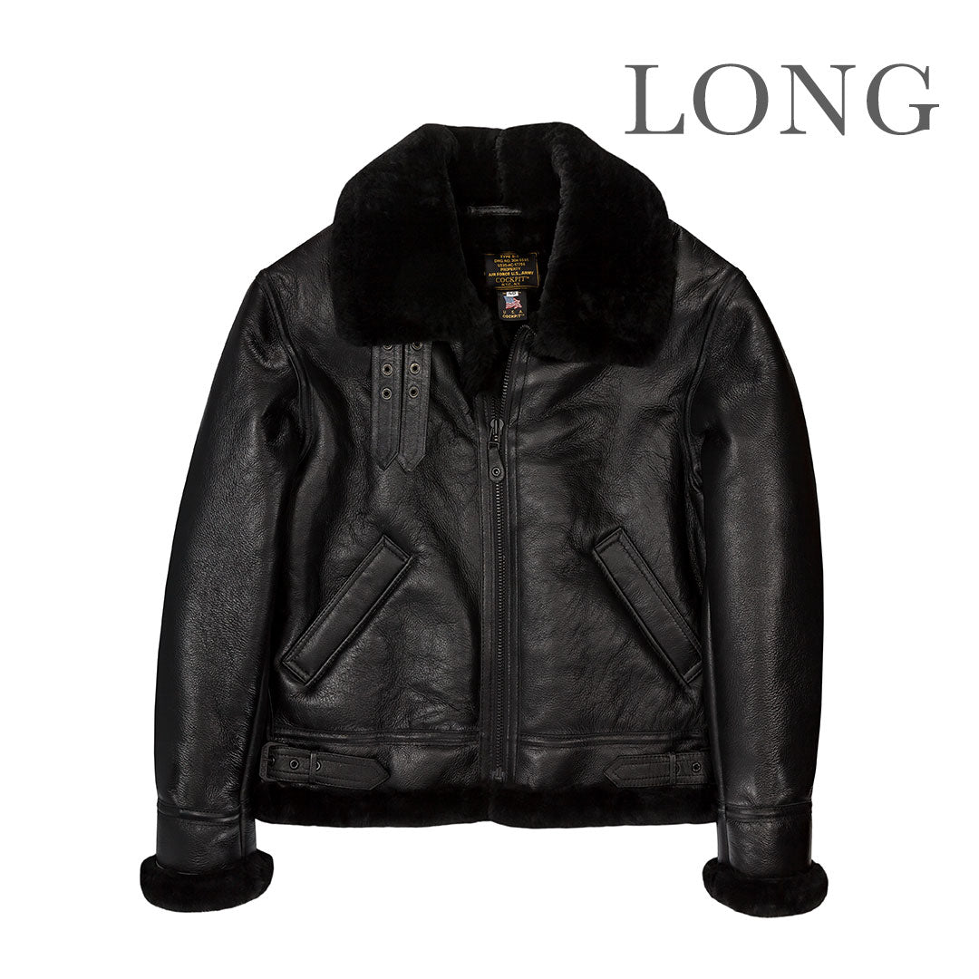 Black B-3 Sheepskin Jacket (Long & Tall) | Cockpit USA