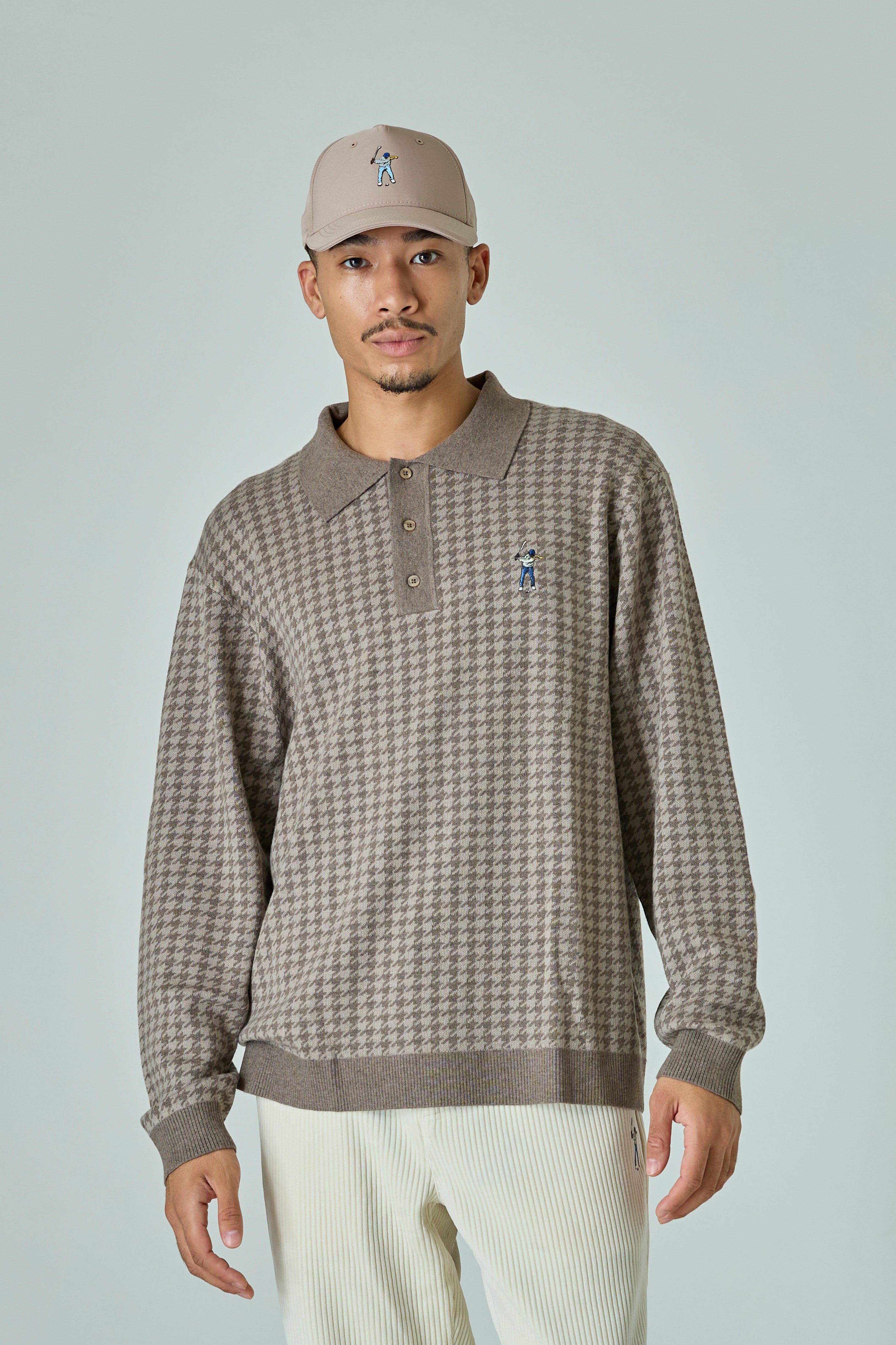 L/S HOUNDSTOOTH SWEATER POLO / 千鳥柄スエットポロ – Eastside Golf