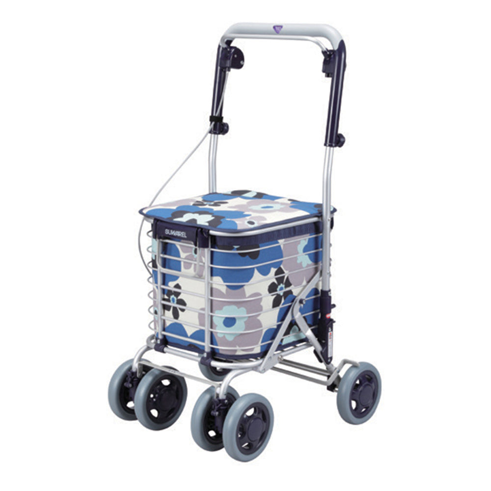 ユーバ産業 座れるショッピングカート スワレル 花柄ネイビーブルー