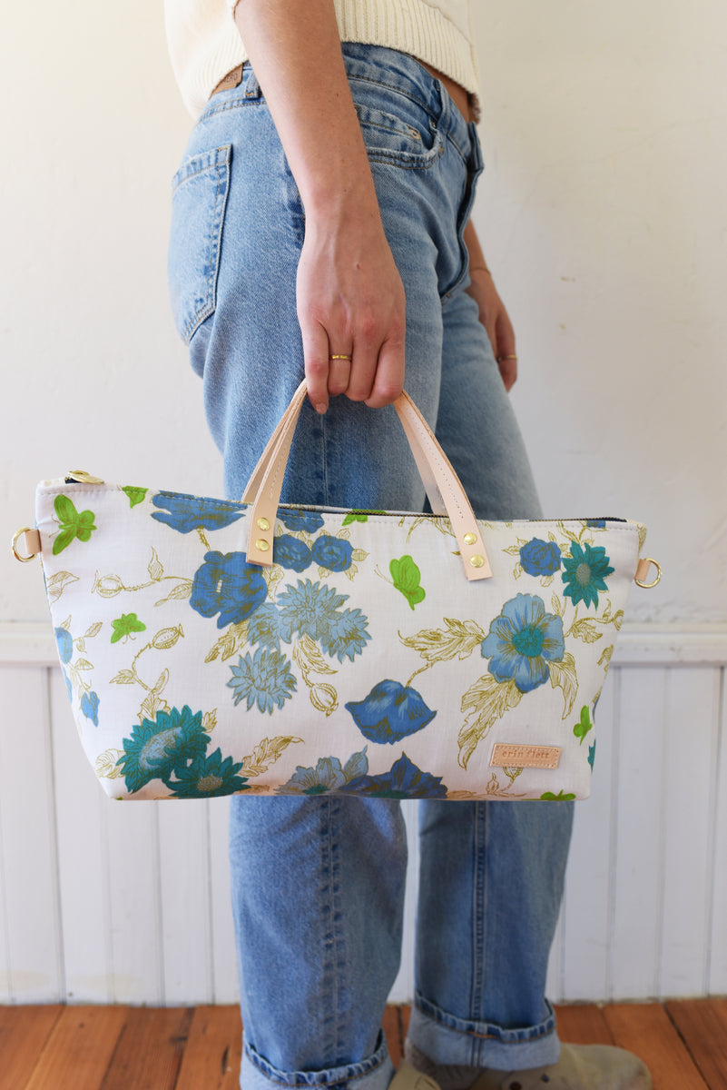 Beautiful Large Vintage Floral Satchel Tote Bag - WITH zip +