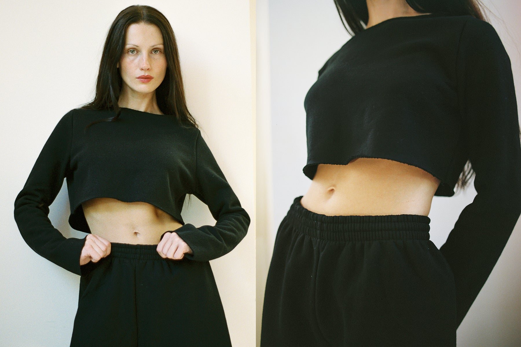 Joanna Crop Sweatshirt - Black | GIL RODRIGUEZ