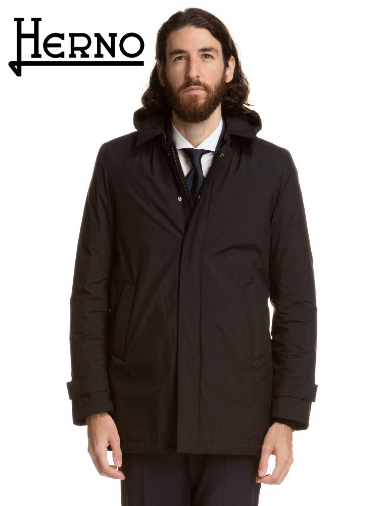 HERNO ヘルノ メンズ ナイロン フード ステンカラー ダウン コート