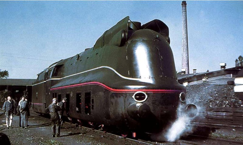 A rare color photograph showing the brand new 03 1081 Reichsbahn