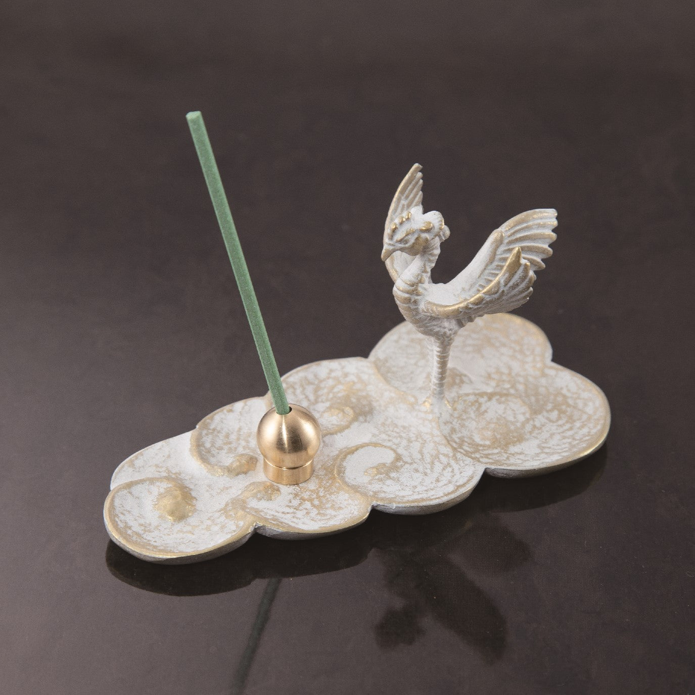 高岡銅器 香皿 | 鳳凰 丸型香立付 桐箱入 | 白金