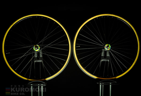 Araya Gold NJS x Dura Ace in custom Black Anodize Track Wheelset