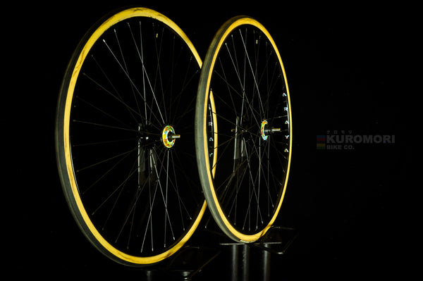 Araya Gold NJS x Dura Ace in custom Black Anodize Track Wheelset