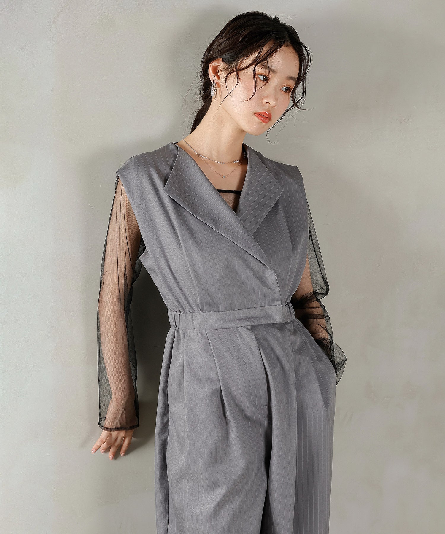 オールインワン パンツドレス シアートップス