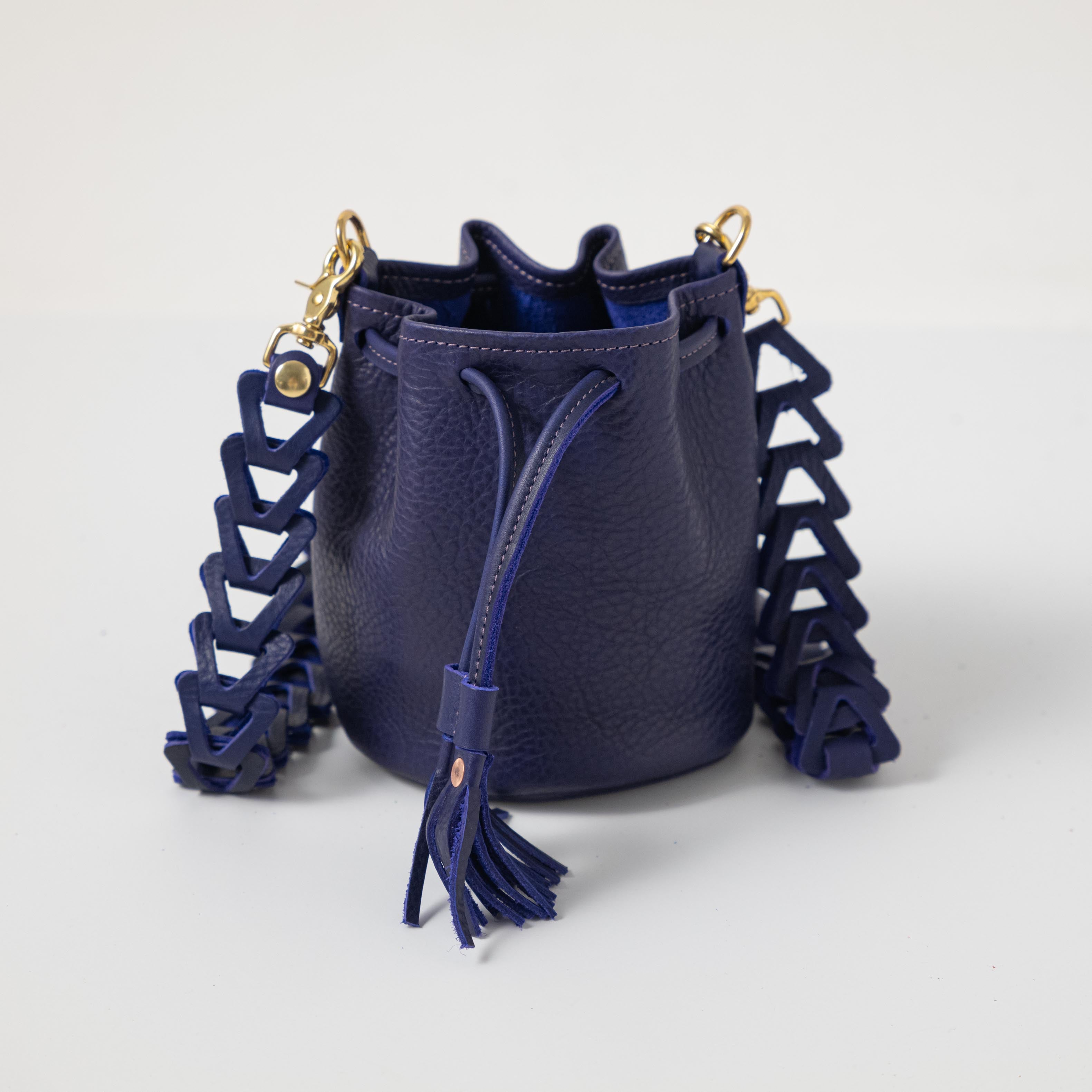 Leather Mini Bucket Bag | Handmade leather crossbody bag by KMM & Co.