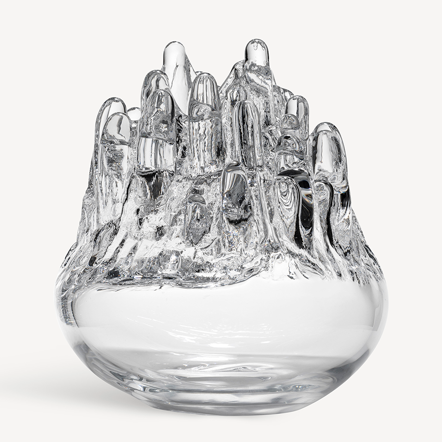 Kosta Boda Polar Clear Crystal Glass Candle Holder Decor Large