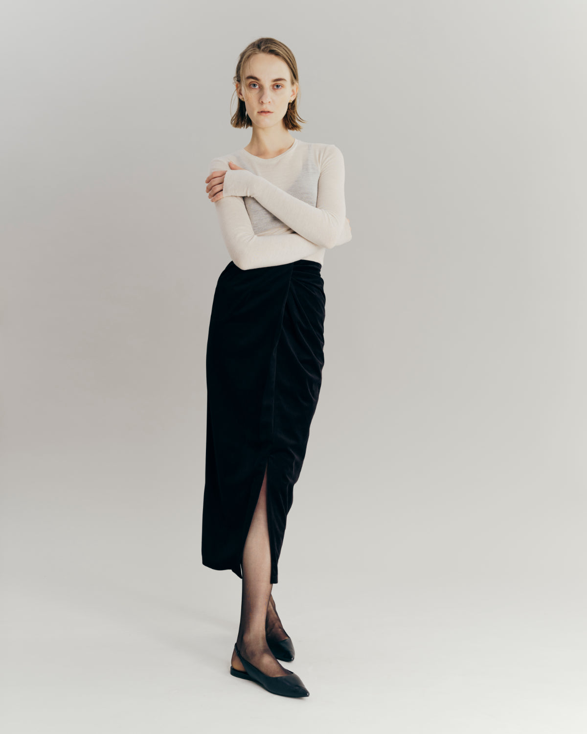 laube blanc Velvet Pencil Skirt
