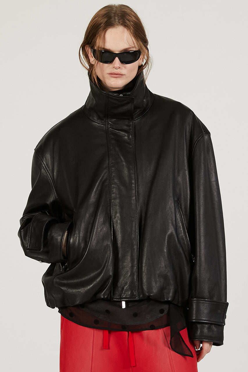 SHEEP Leather High Neck Blouson