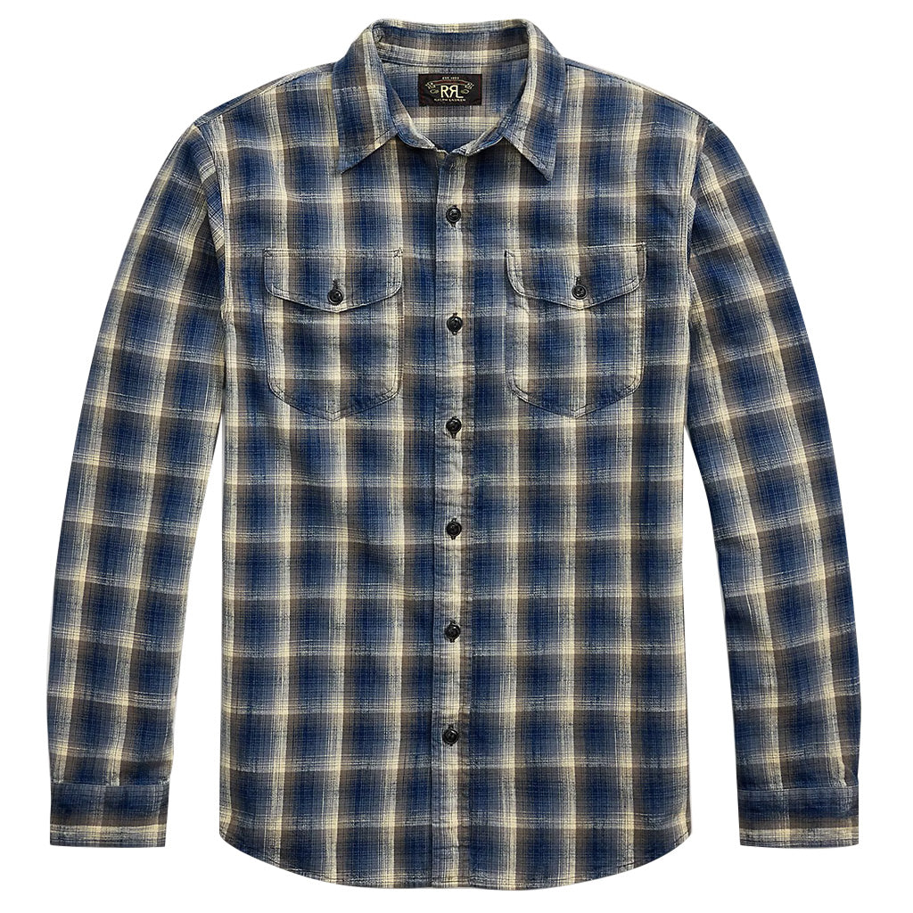 Double RL : CHECKED WOVEN WORK SHIRT (BLUE) – Reggieshop