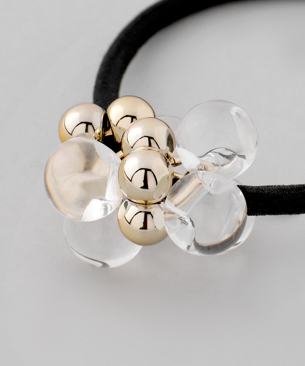 ANEMONE】クリア×メタルスフィアヘアゴム｜アネモネ・シエナロゼ