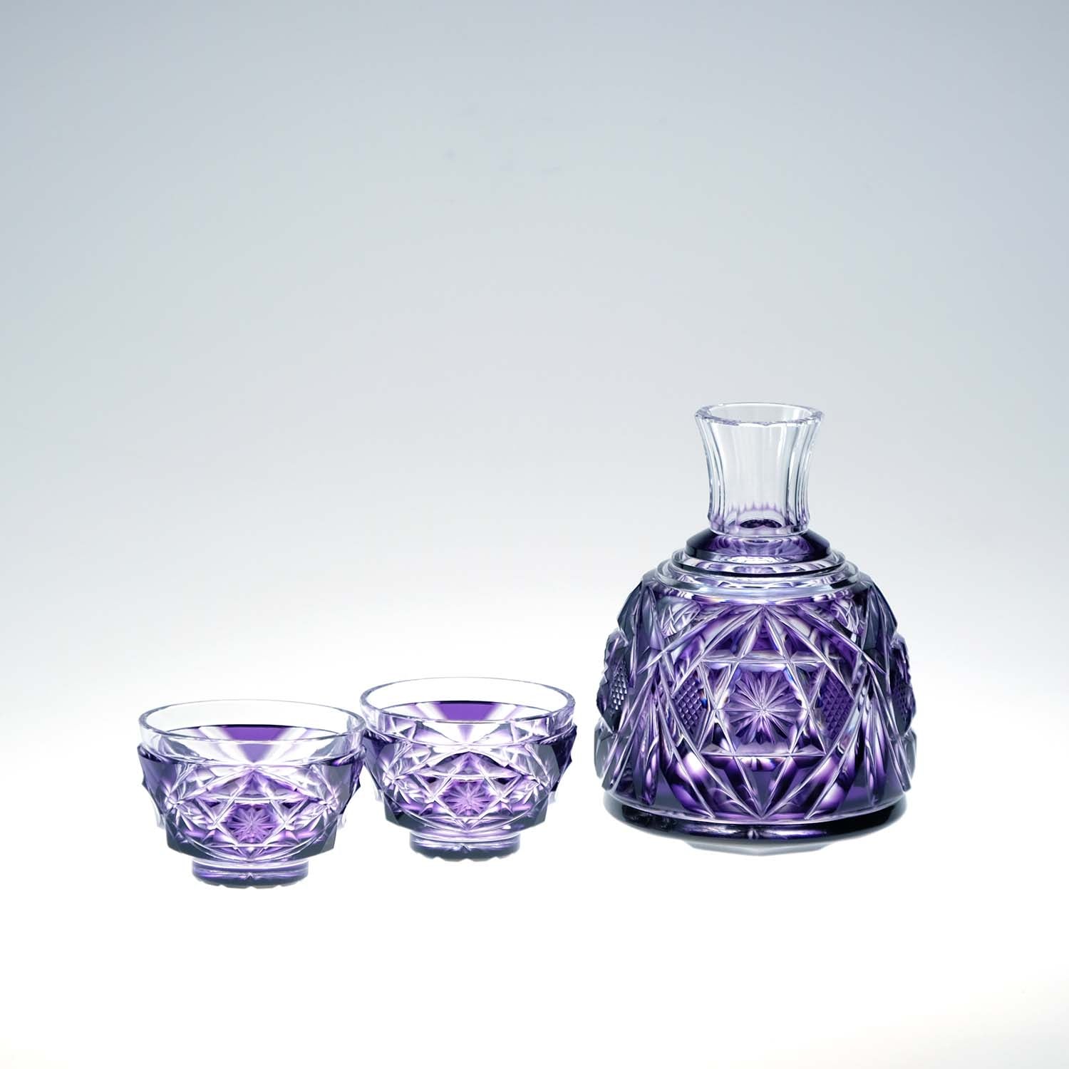 島津薩摩切子】 酒器揃 華衣(はなごろも) cut022 – ㈱島津興業 島津