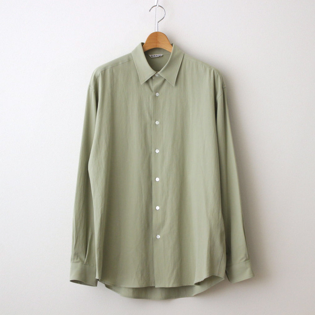 HARD TWIST COTTON SILK VIYELLA SHIRT #SAGE GREEN [A24SS02KV] – ciacura