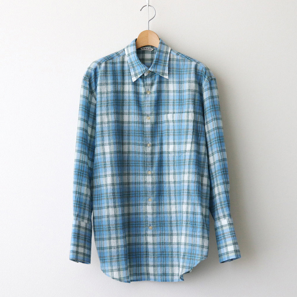 AIRY WOOL CHECK SHIRT #BLUE CHECK [A24AS02WN] – ciacura