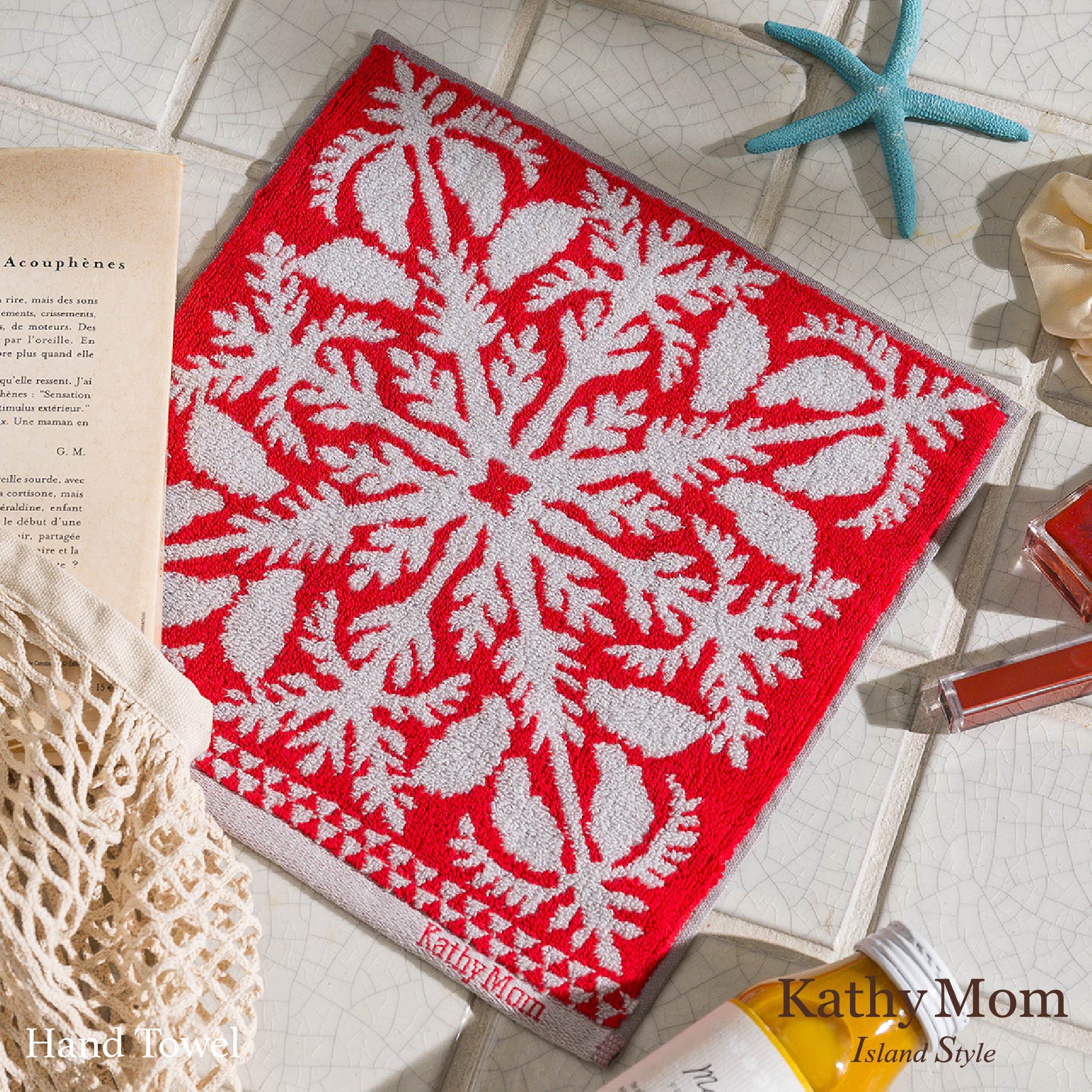 ハンドタオル ハワイアンキルト柄 メレオハナシリーズ #861f シャワー