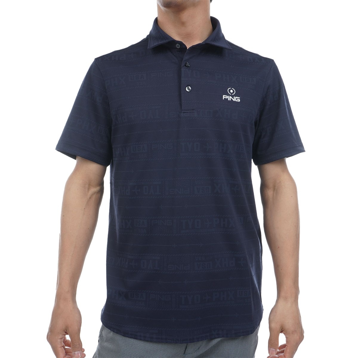 セール・アウトレット】チケット柄 ジャカード 半袖ポロシャツ(半袖