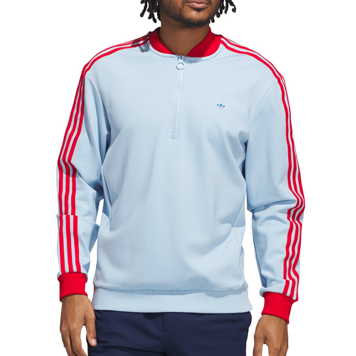 スリーストライプス ストレッチ ハーフジップ スウェット(中間着