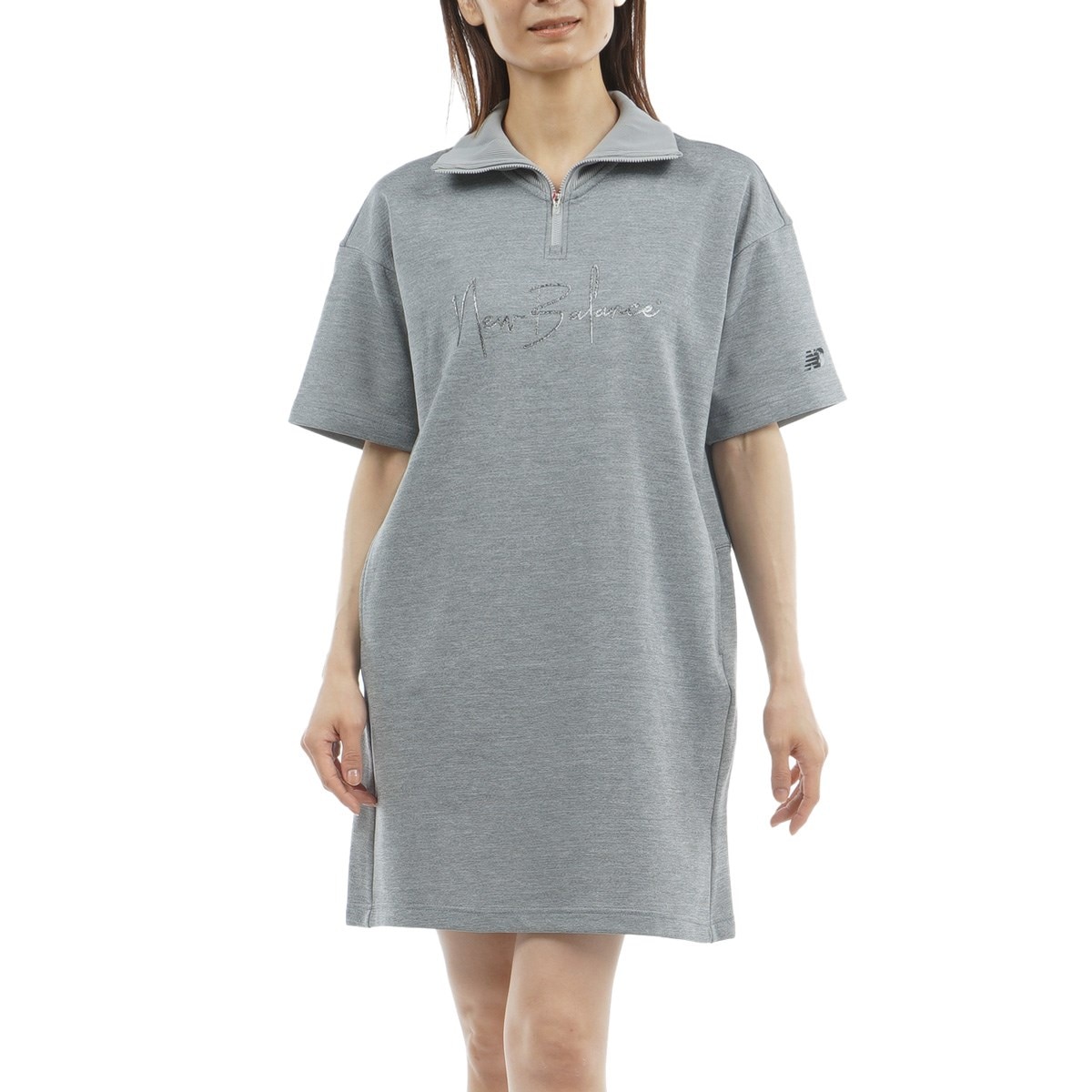 ダンボールスウェット ストレッチ ハーフジップワンピース レディス