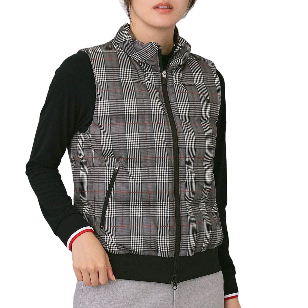 ストレッチ 撥水 グレンチェック中綿ベスト レディス(ベスト)|ADABAT