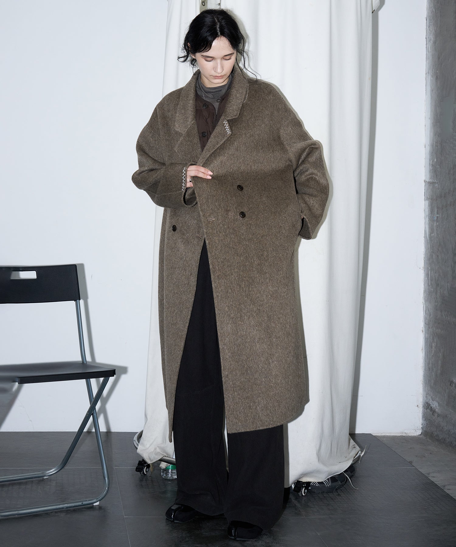 100% Wool Double-Face Long Lapel Oversized Overcoat(ウール100