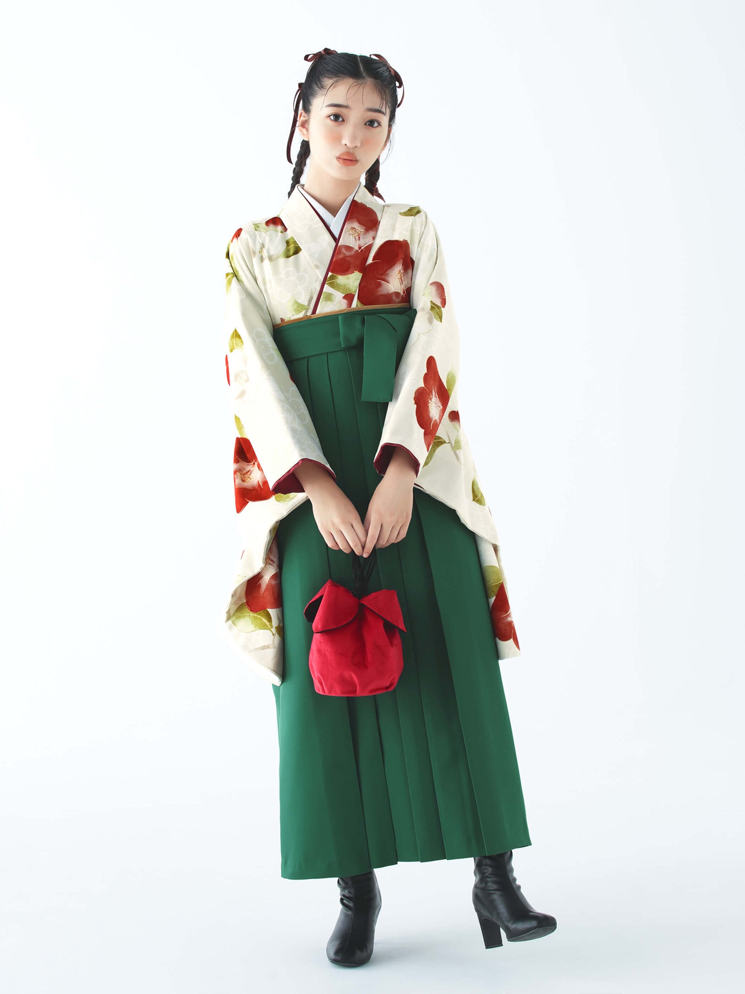 C0001 梅椿 / 赤 | 卒業式小学生袴レンタル | tententen – tententen