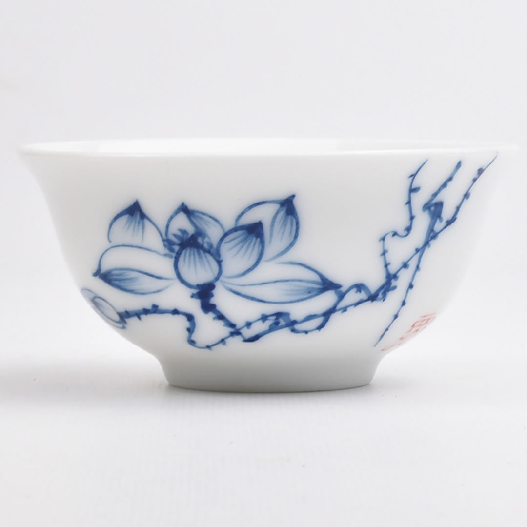 青花磁器 品茗杯（蓮）｜中国茶器専門店の通販・天香茶行