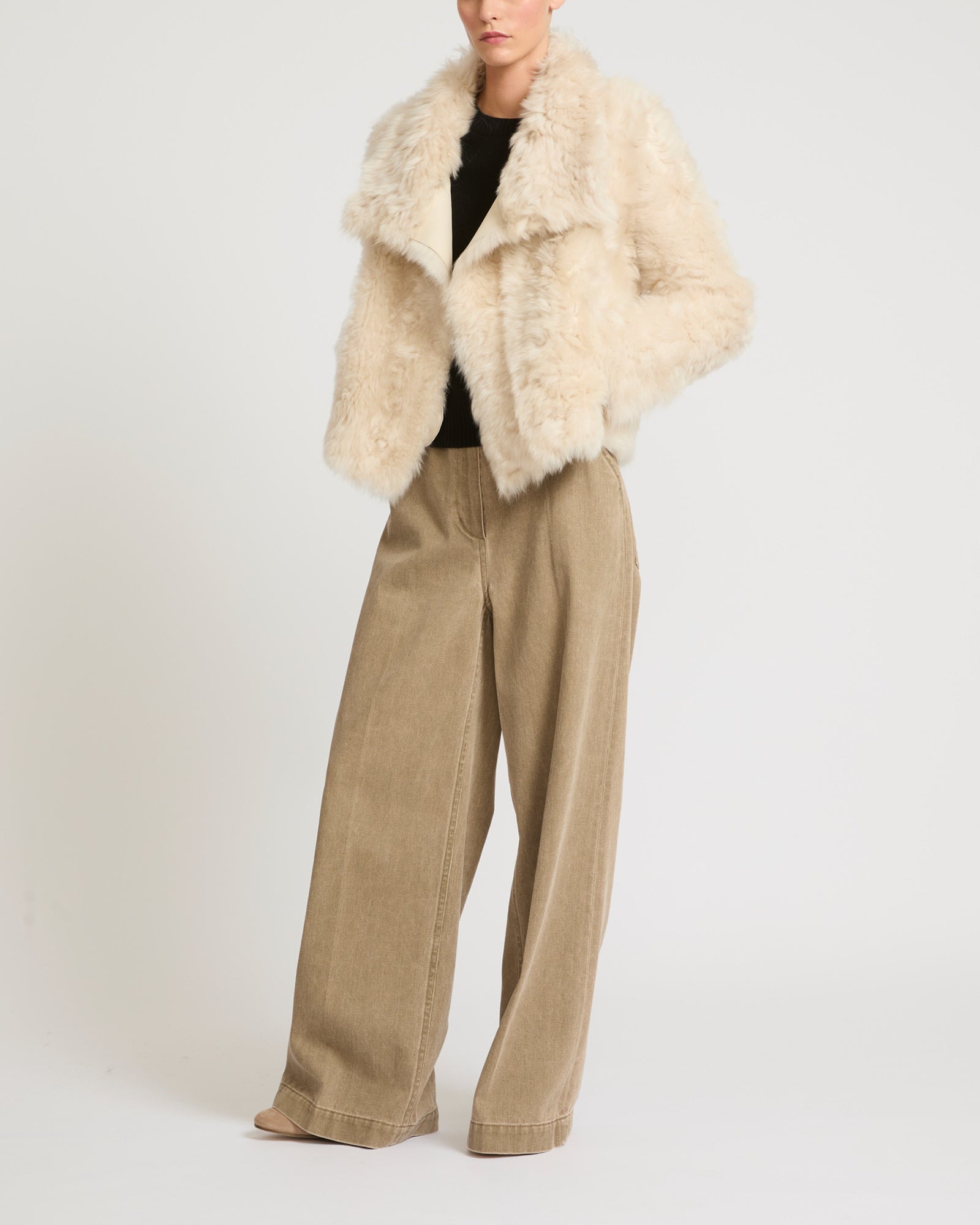 Short jacket in Toscana lambskin - white - Yves Salomon – Yves