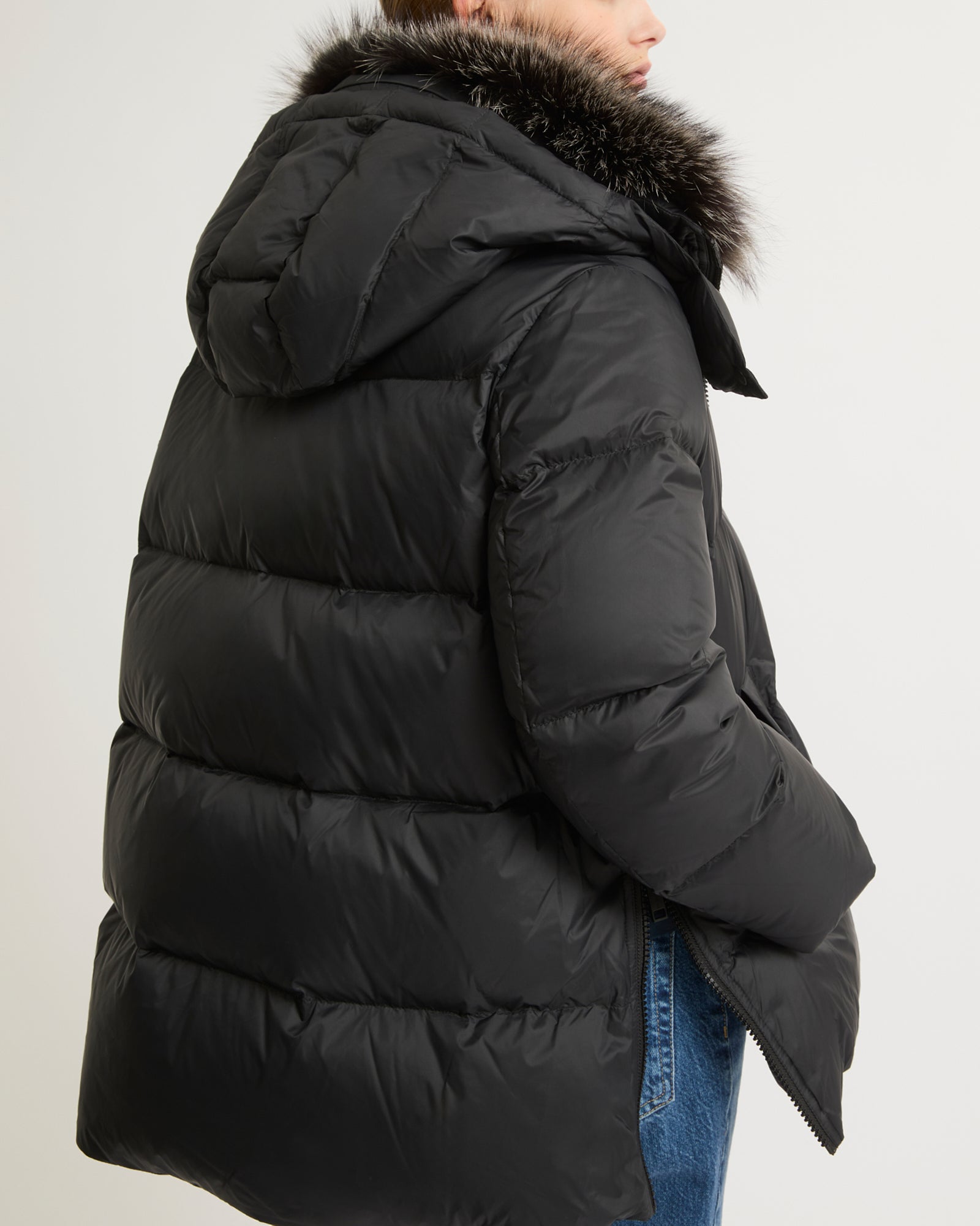 down jacket with fox fur collar - black - Yves Salomon – Yves