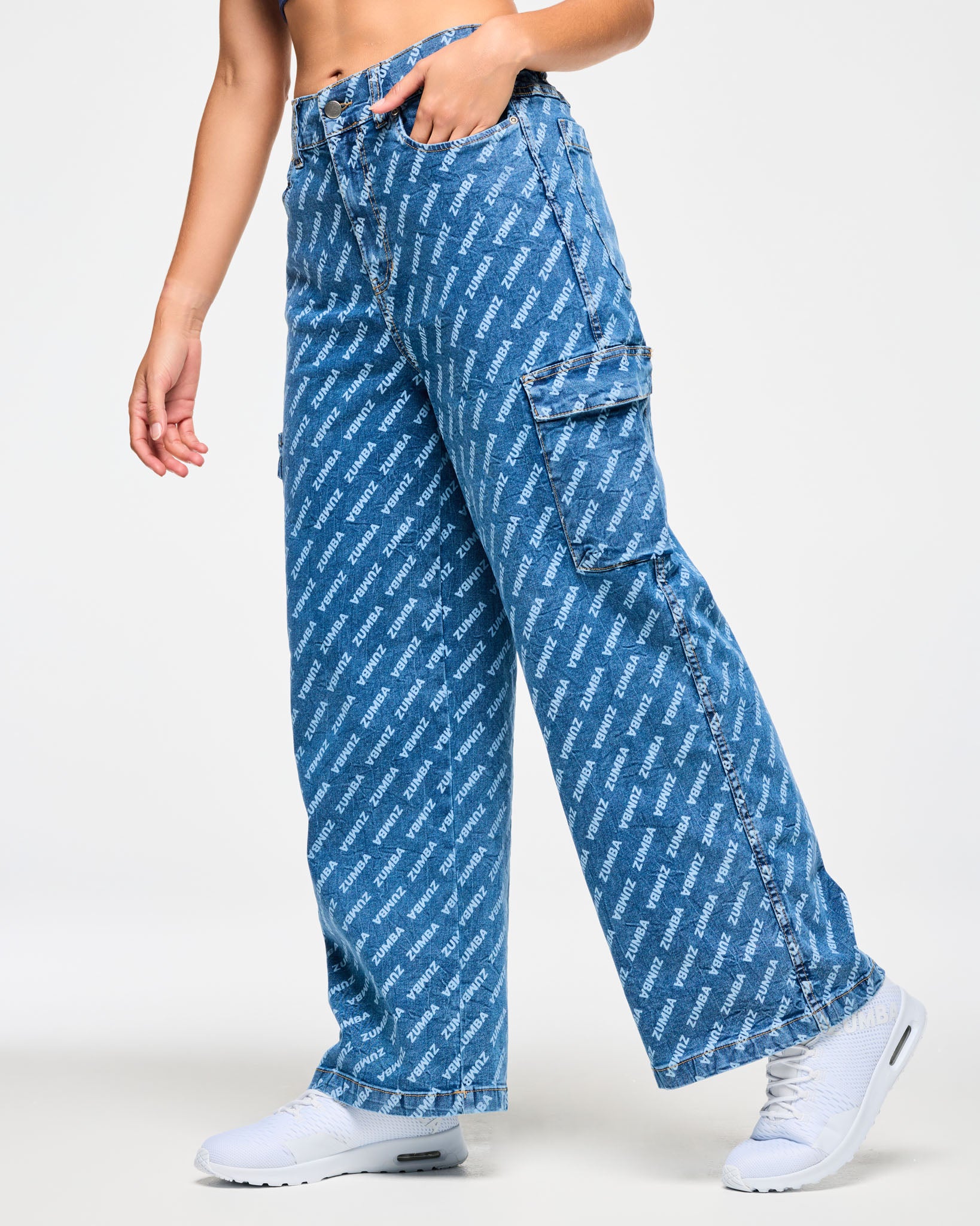 Blue Jean Baggy Denim Cargo Pants – Zumba Wear | STRONG iD