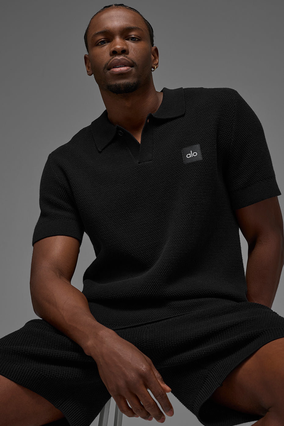 Sports Club Sweater Knit Polo - Black | ALO