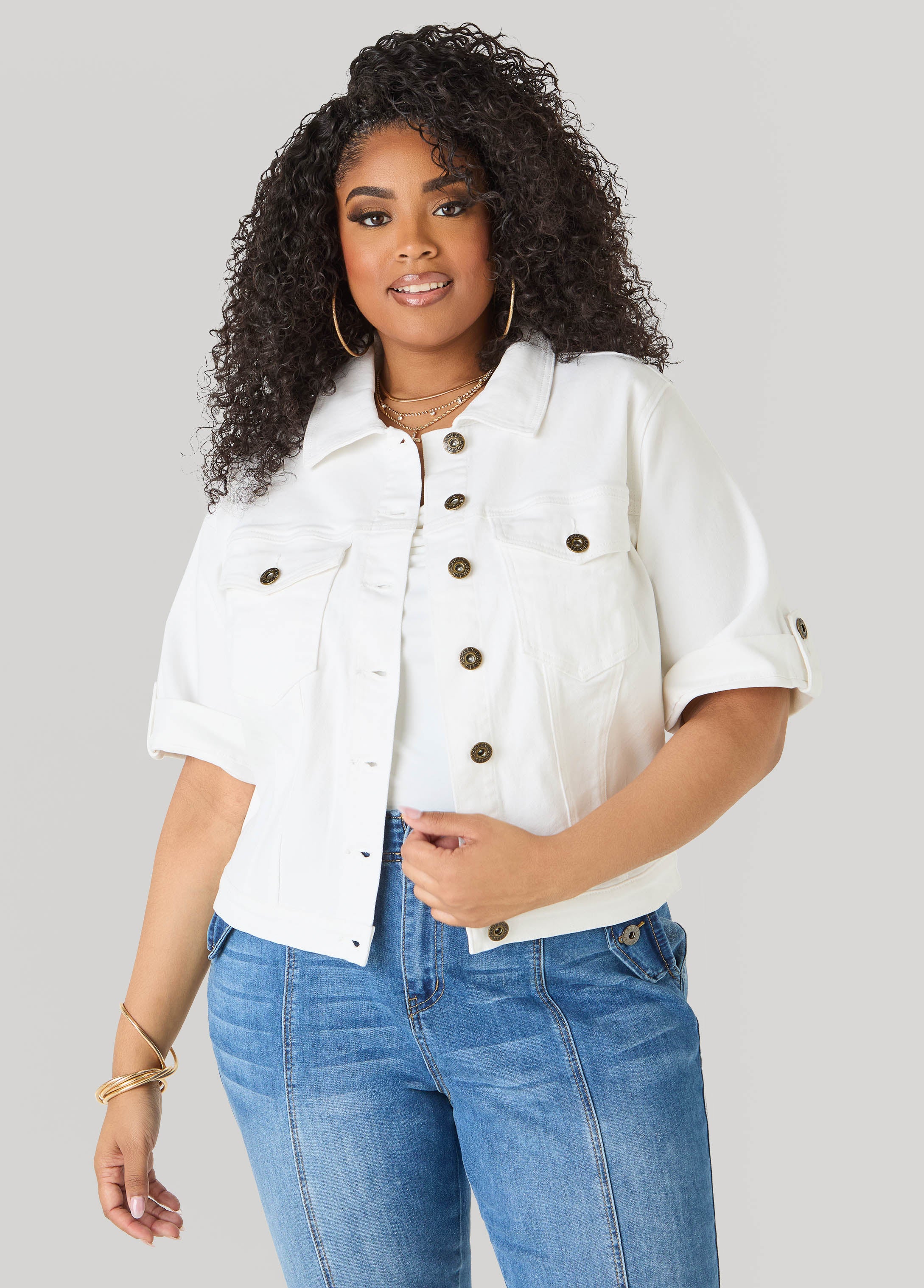 Cuffed Denim Jacket – Ashley Stewart
