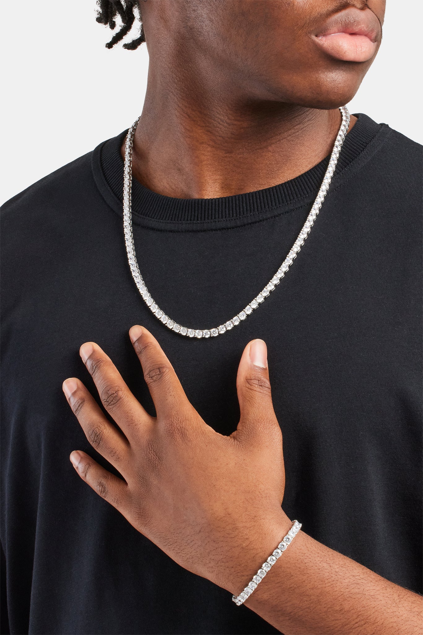 5mm Tennis Chain & Bracelet - White | Mens Bundles | Shop Bracelet