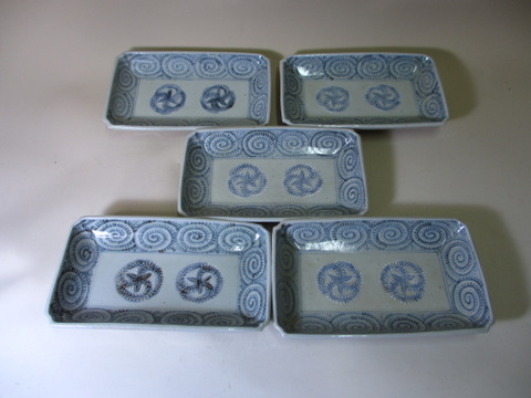 ギャラリー辰巳 - 切込焼 長角皿5枚 | 古美術品専門サイト fufufufu.com