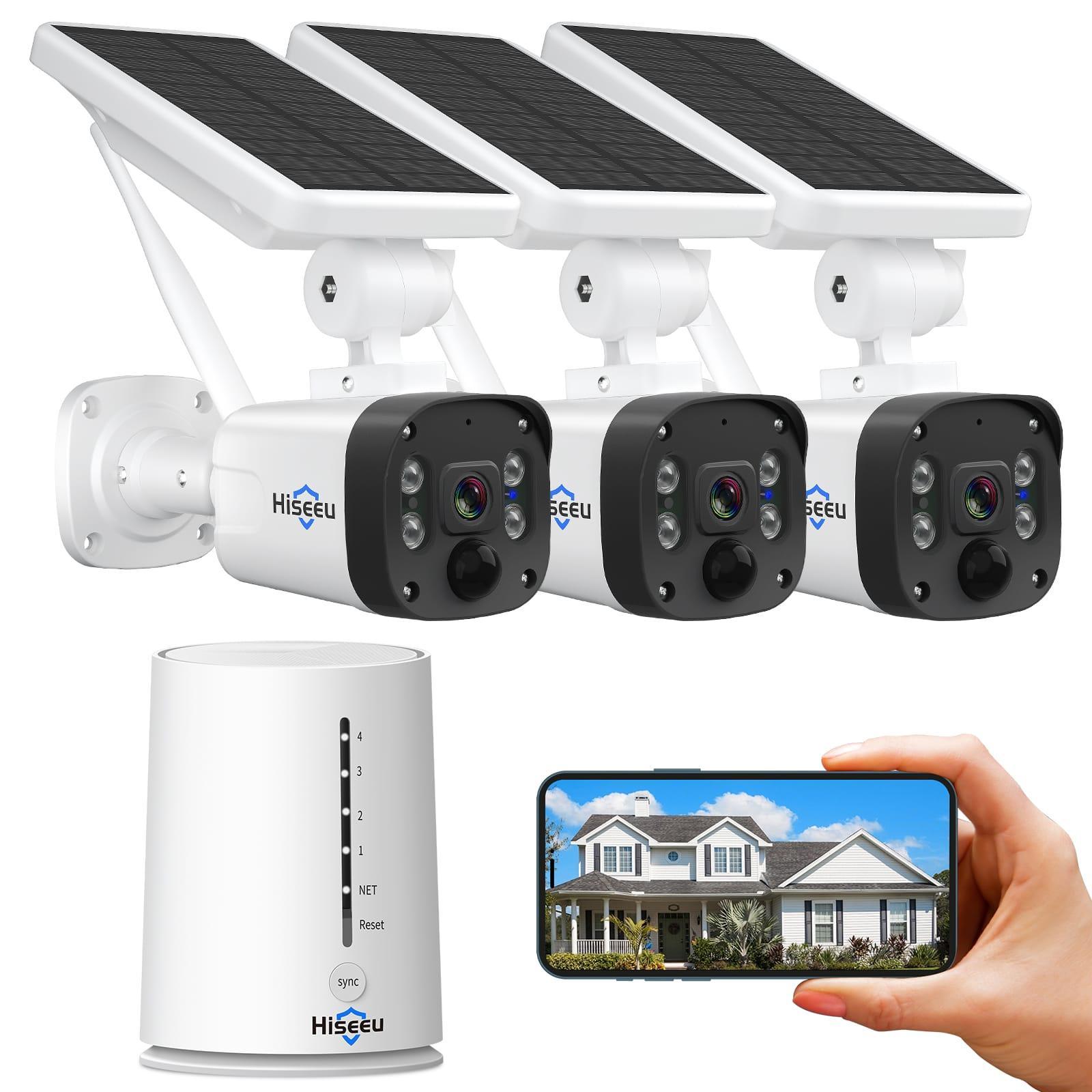 Wire-Free,4CH Expandable]4MP SolarWireless Security Camera Outdoor