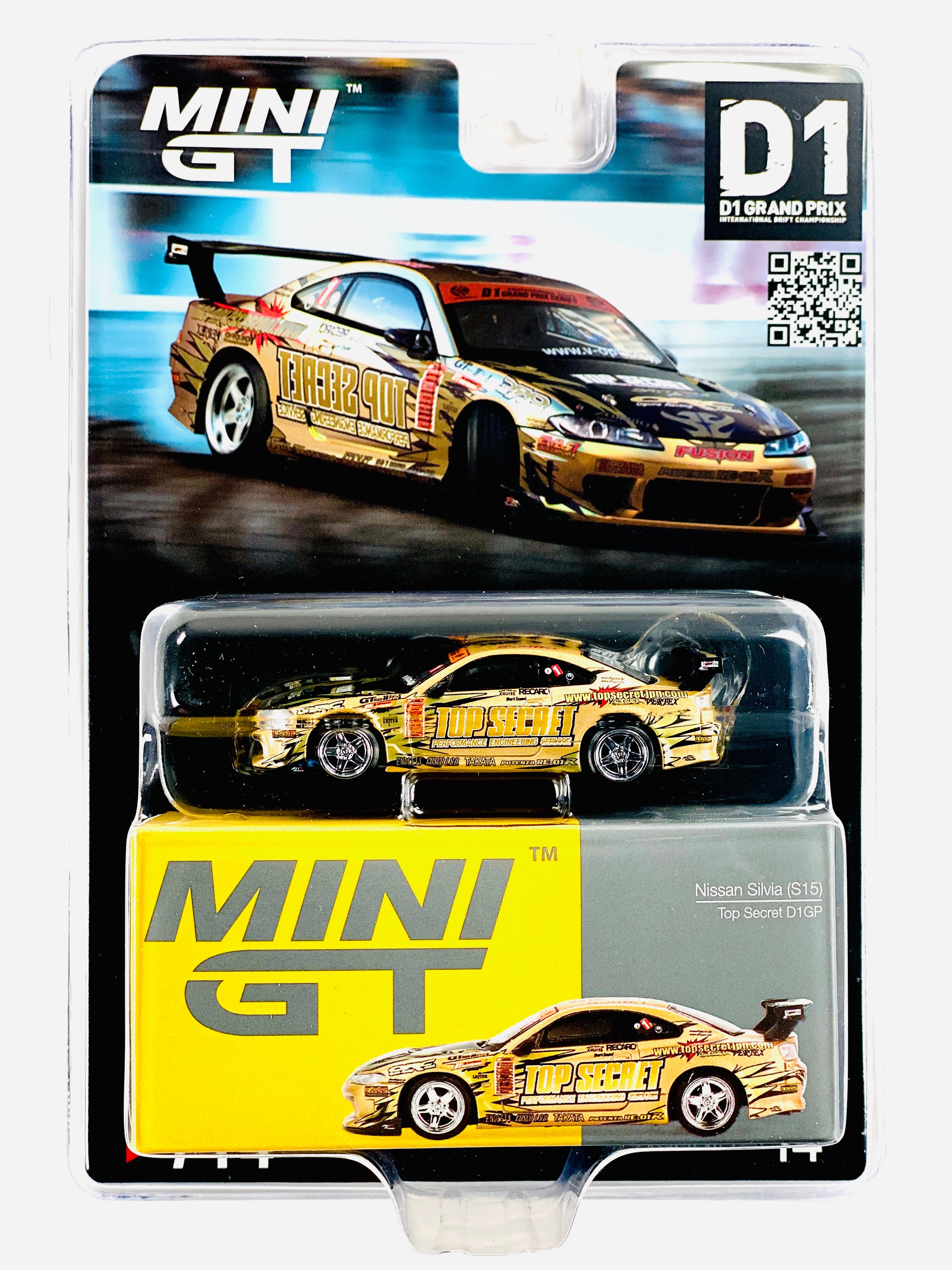 Mini GT Mijo Exclusive Nissan Silvia (S15) Top Secret D1GP Gold