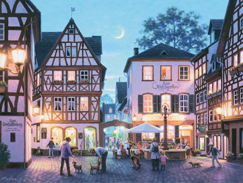 笹倉鉄平 作品紹介 「散歩の時間に」～笹倉鉄平ちいさな絵画館