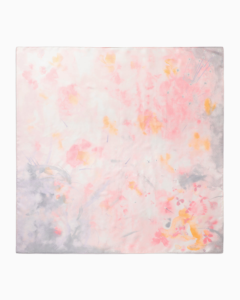 Hand Printed Silk Scarf - pink - Mame Kurogouchi