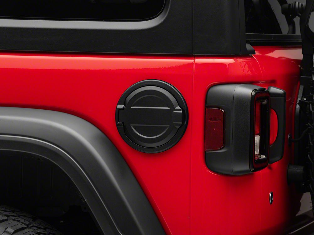 RedRock Fuel Filler Door Cover; Matte Black (18-25 Jeep Wrangler